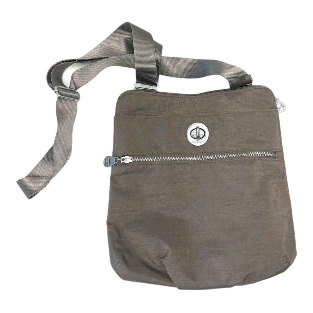 Baggallini Nylon crossbody bag purse Taupe Brown adjustable strap travel casual